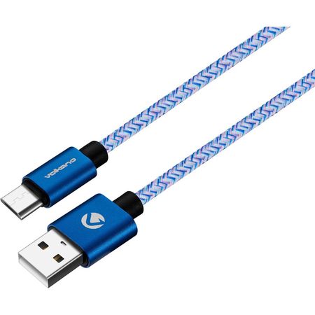 Cable Volkano Fashion Series USB Tipo A a Tipo C (1.8m, Azul  ) - Soporta Carga y Sincronización 1694694-REG