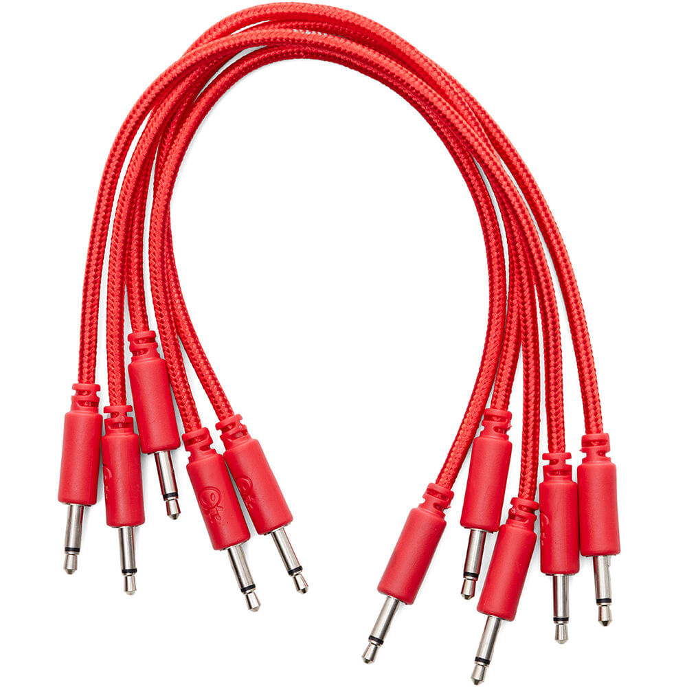 Cables de Parche Trenzados Erica Synths Eurorack (Rojo, Paquete de 5, 7.9"") - Alta Calidad, Conector