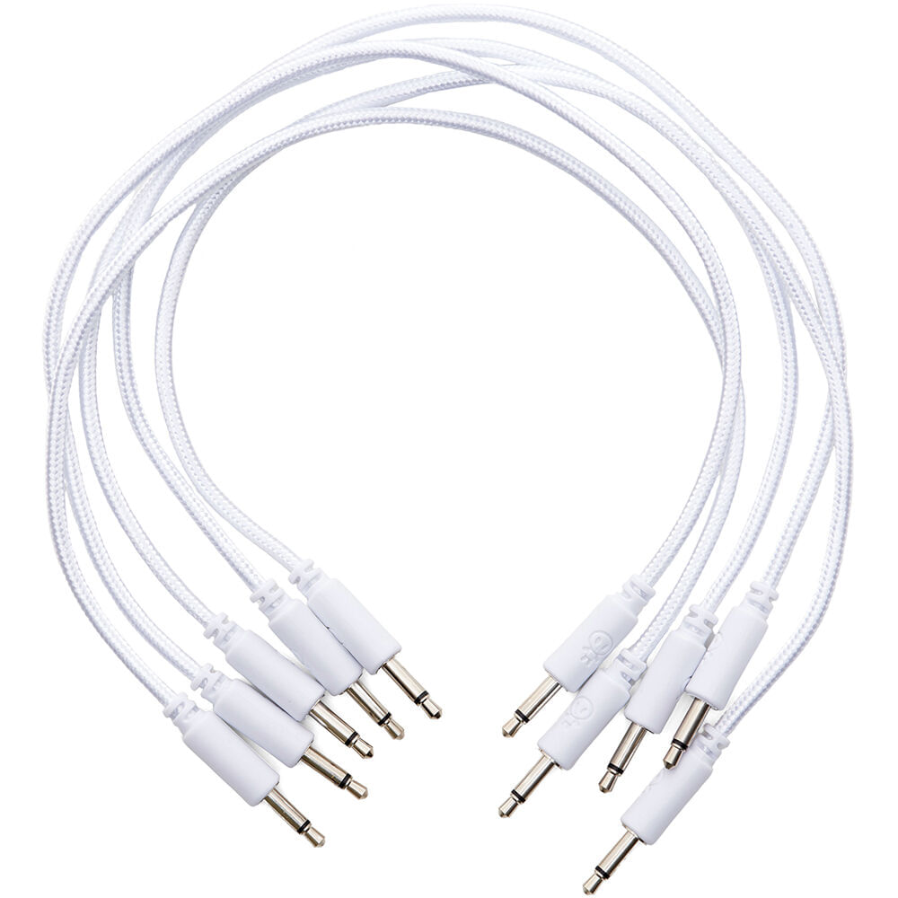 Cables de Parche Trenzados Erica Synths Eurorack (Blanco, Paquete de 5, 7.9"") - Alta Calidad, Conect