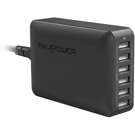 Cargador de Escritorio RAVPower 60W/12A con 6 Puertos USB-A y Tecnología de Carga iSmart 2.0 1713837-REG