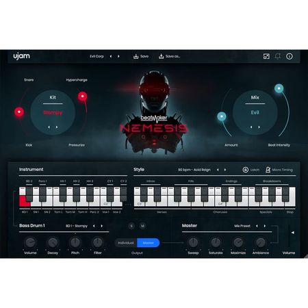 Ujam Beatmaker 2 NEMESIS: Instrumento Virtual para DJs, Bateristas y Productores con Ritmos Cyberpun 1750262-REG