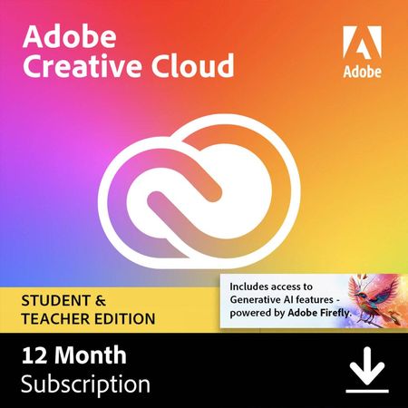 Adobe Creative Cloud - Suscripción de 12 Meses (Descarga, Edición Estudiante y Profesor) - Colección 971564-REG