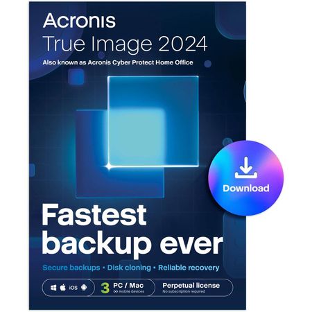 Acronis True Image 2024: Protección de Backup y Privacidad para 3 Licencias de Windows o Mac (Descar 1817450-REG