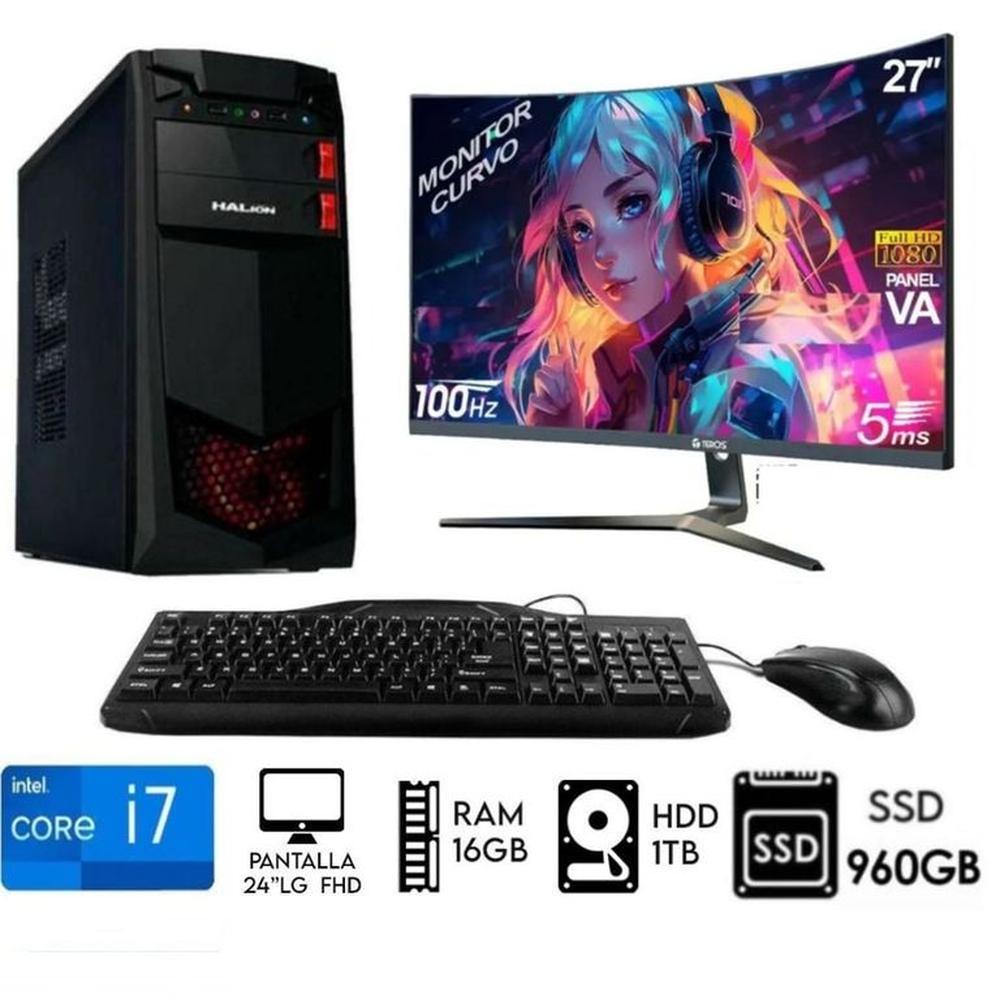 Computadora PC Intel Core i7  Ram16GB  Disco HDD 1TB   SSD  1TB   Monitor 27FHD