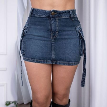 Falda Cargo Jeans Skirt Mujer 32 Azul