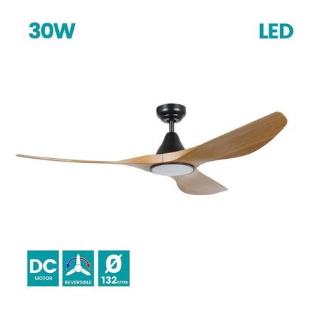 Ventilador Portsea 19w Blanco-madera Negro, natural