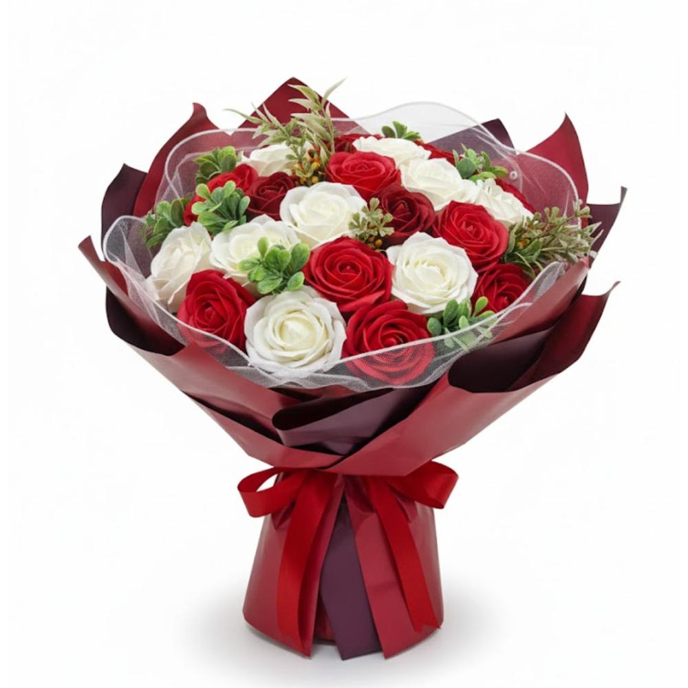 Flores Bouquet Ramo de Rosas Artificiales Decorativo Adorno para Regalar