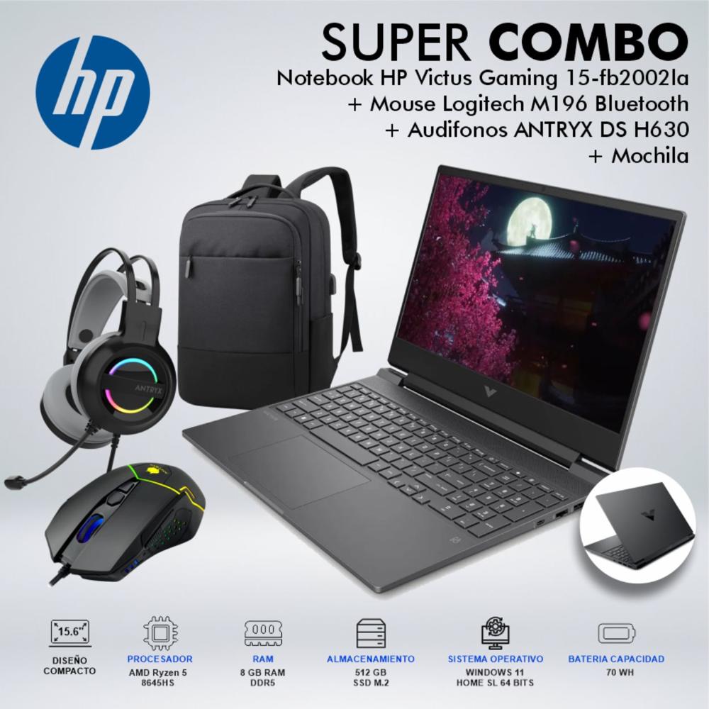 LAPTOP HP VICTUS GAMING 15-FB2002LA RYZEN 5 8645HS MEMORIA 8GB DISCO 512 GB A14LLLAABMCDSPE