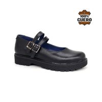Zapatos Escolares Cuero Mujer 2610-MV26Q1J NEGRO