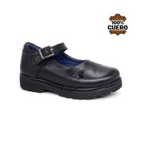 Zapatos Escolares Cuero Niña FLOR-MV26Q1N NEGRO