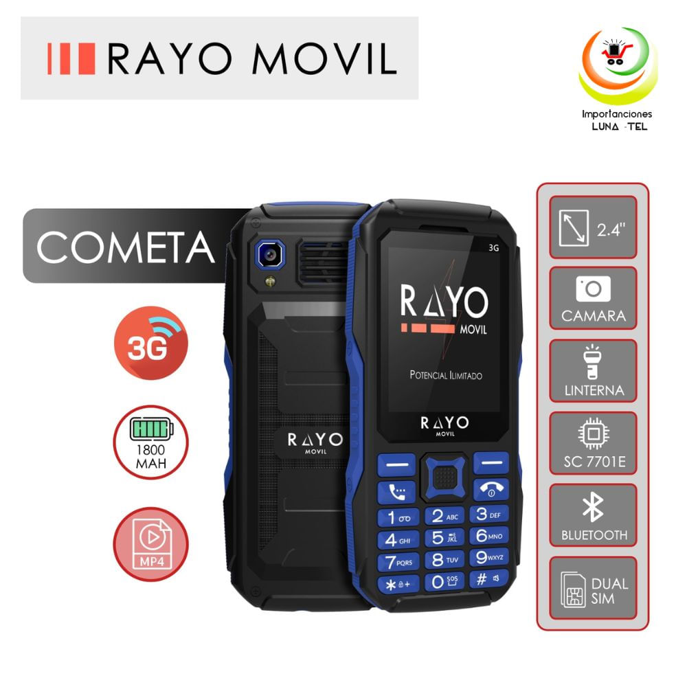 CELULAR BASICO RAYO COMETA 3G DUAL SIM - AZUL