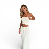 Conjunto Mujer Hilo Corset Falda Rosy-32 Color Perla