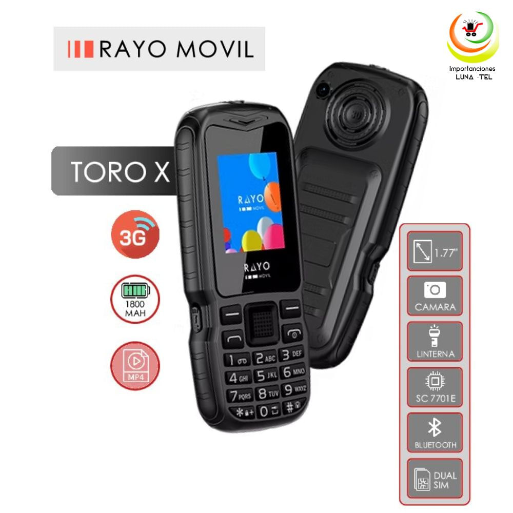 CELULAR BASICO RAYO TORO X 3G DUAL SIM - NEGRO