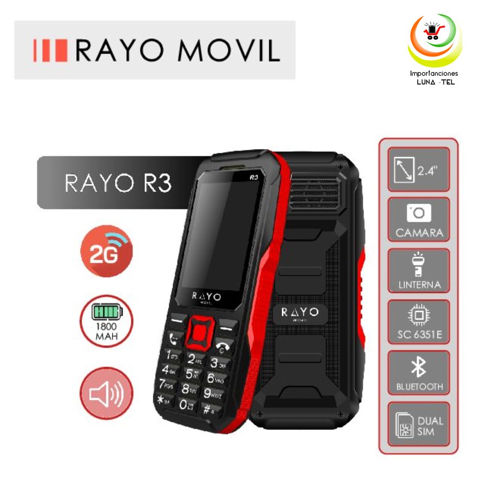 CELULAR BASICO RAYO R3 2G DUAL SIM -NEGRO-ROJO