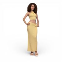 Conjunto Mujer Hilo Top Falda 359-28 Color Amarillo