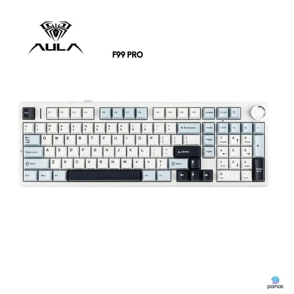 TECLADO AULA F99 PRO INALAMBRICO MECANICO SW-STAR VECTOR RGB BLANCO-CELES-NEGRO