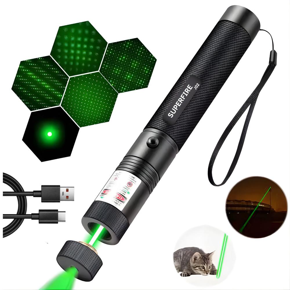 Puntero Láser Verde Recargable USB-C Largo Alcance 3-5Km Para Astronomía y Exterior