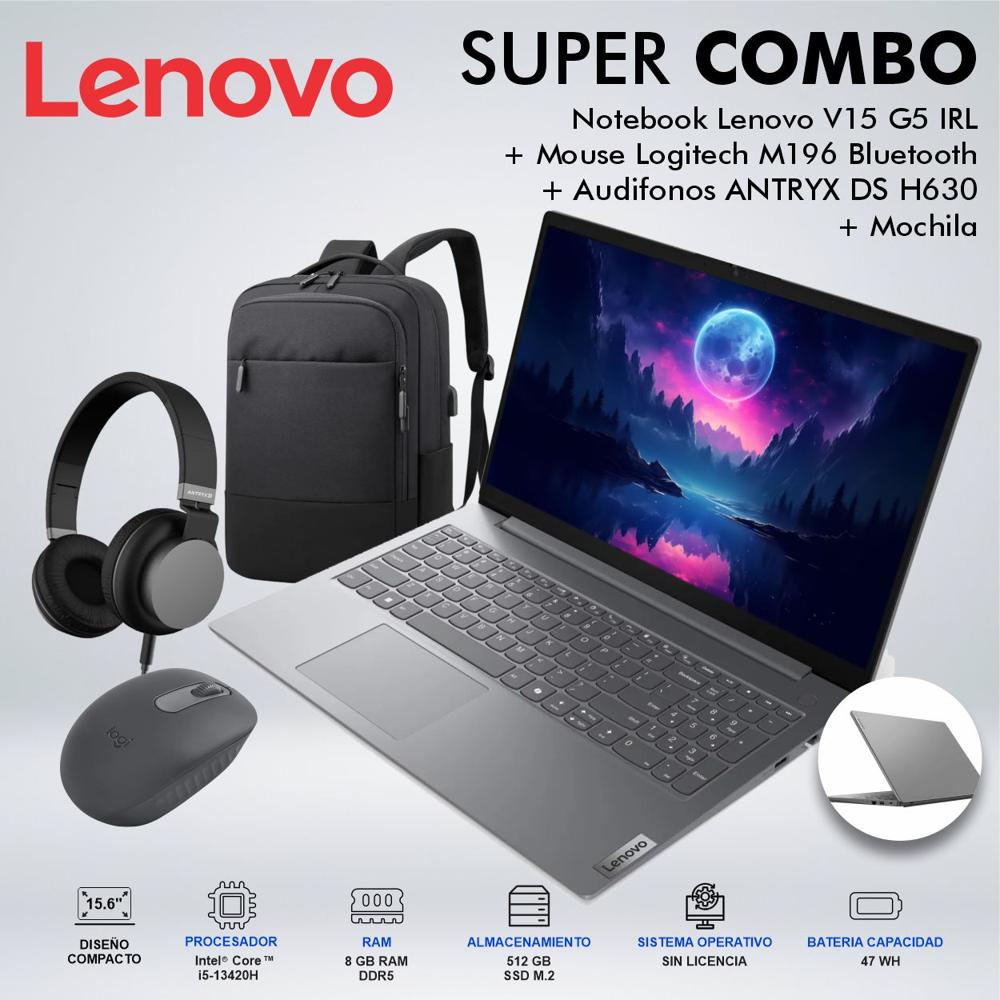 LAPTOP LENOVO V15 G5 IRL INTEL CORE i5-13420H MEMORIA 8GB DDR5 DISCO 512GB SSD M2 83GW005LLDDSPE