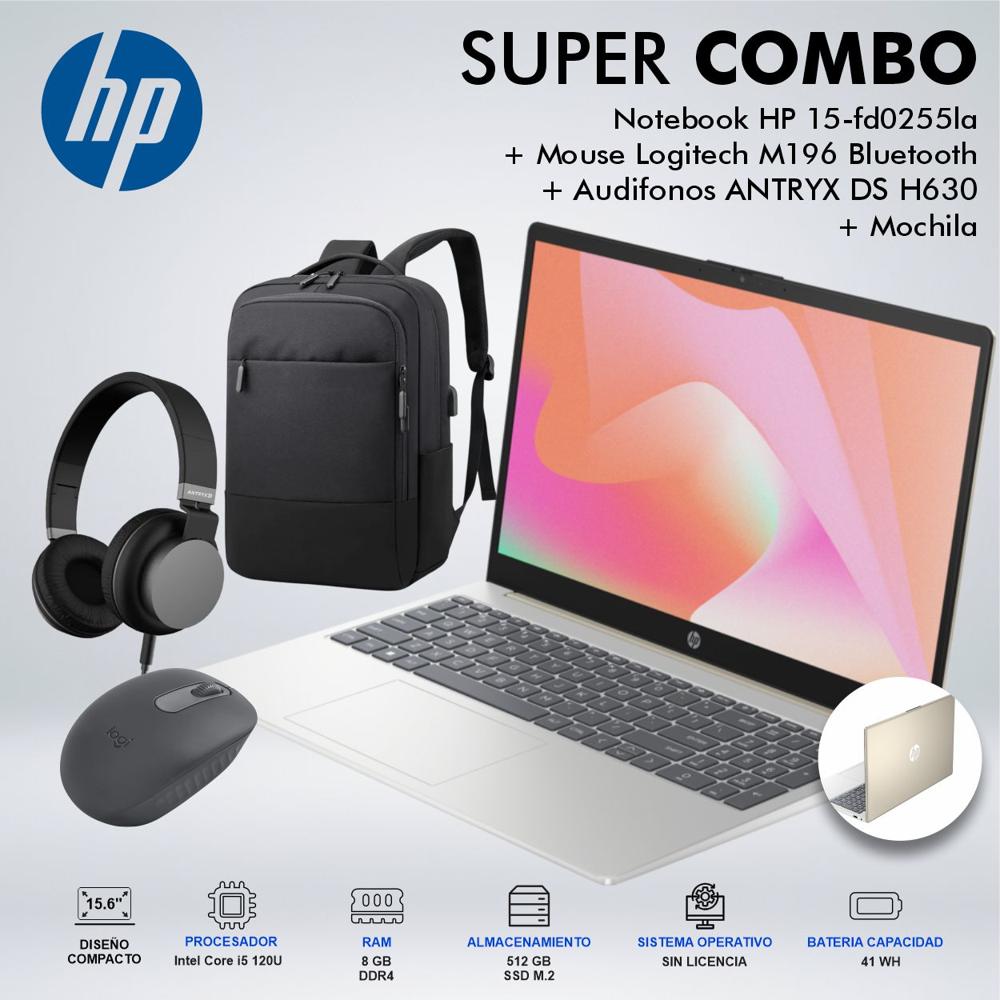 LAPTOP HP 15-FD0255LA INTEL CORE 5 120U MEMORIA 8GB DDR4 DISCO 512GB SSD M2 B9TX3LAABMCDSPE