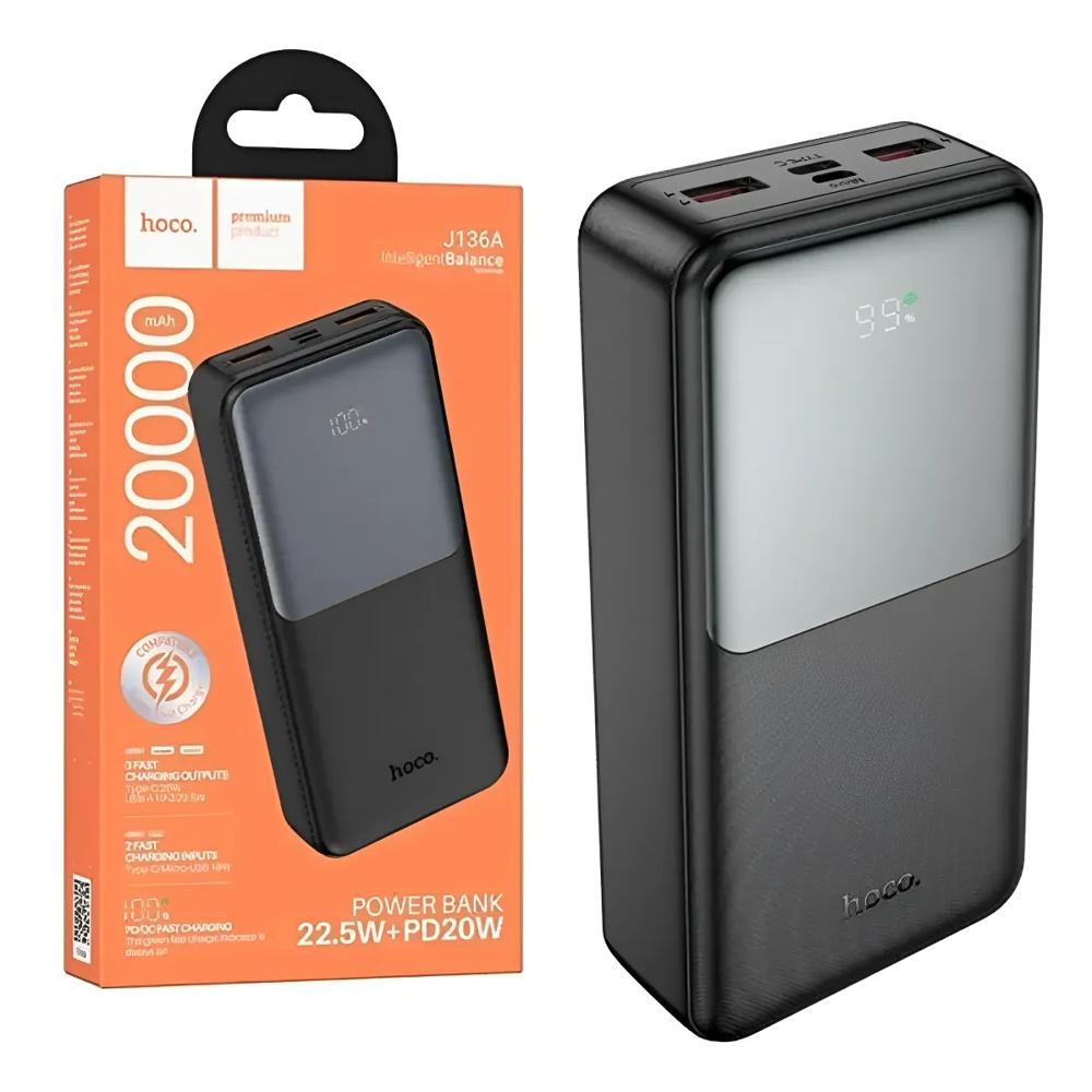 Power Bank Hoco 20000 22W Led Display J136A Para Samsung. Xiaomi. iPhone
