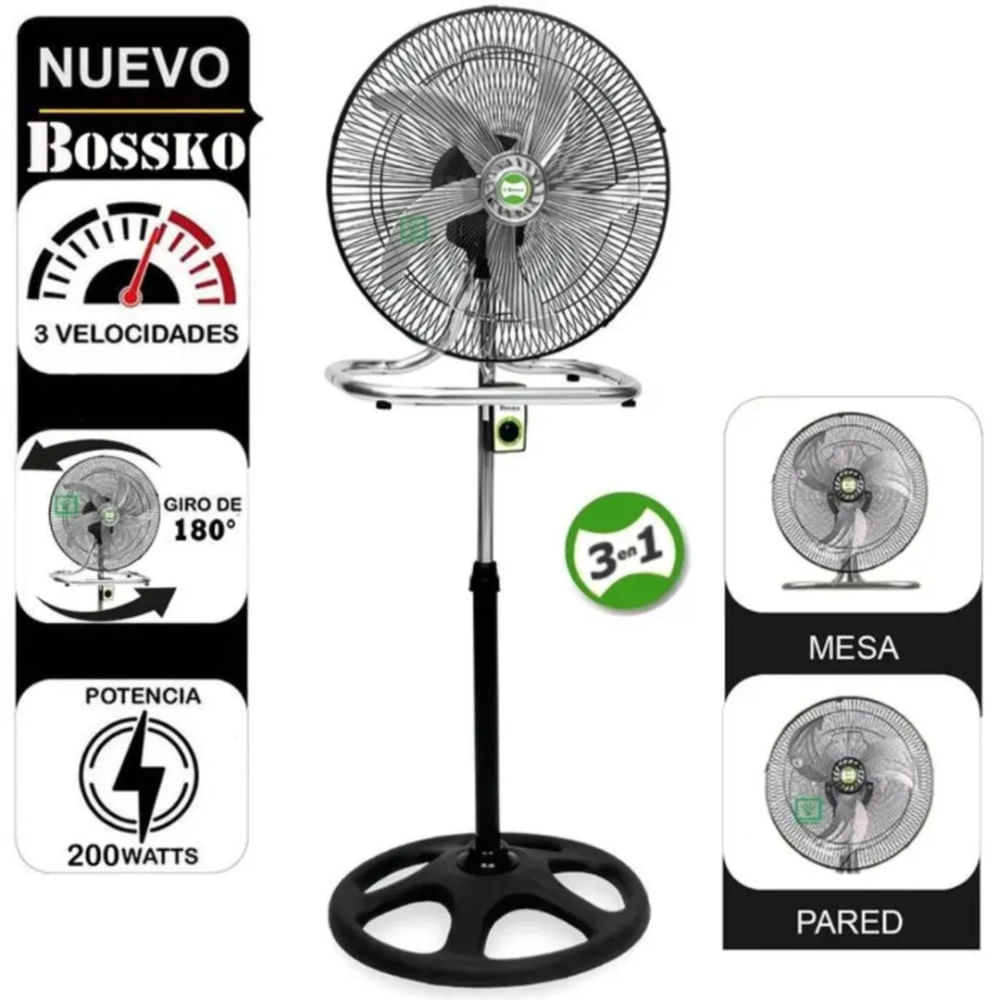 VENTILADOR  BOSSKO  3 EN 1  DE 18  BK-8218 VI