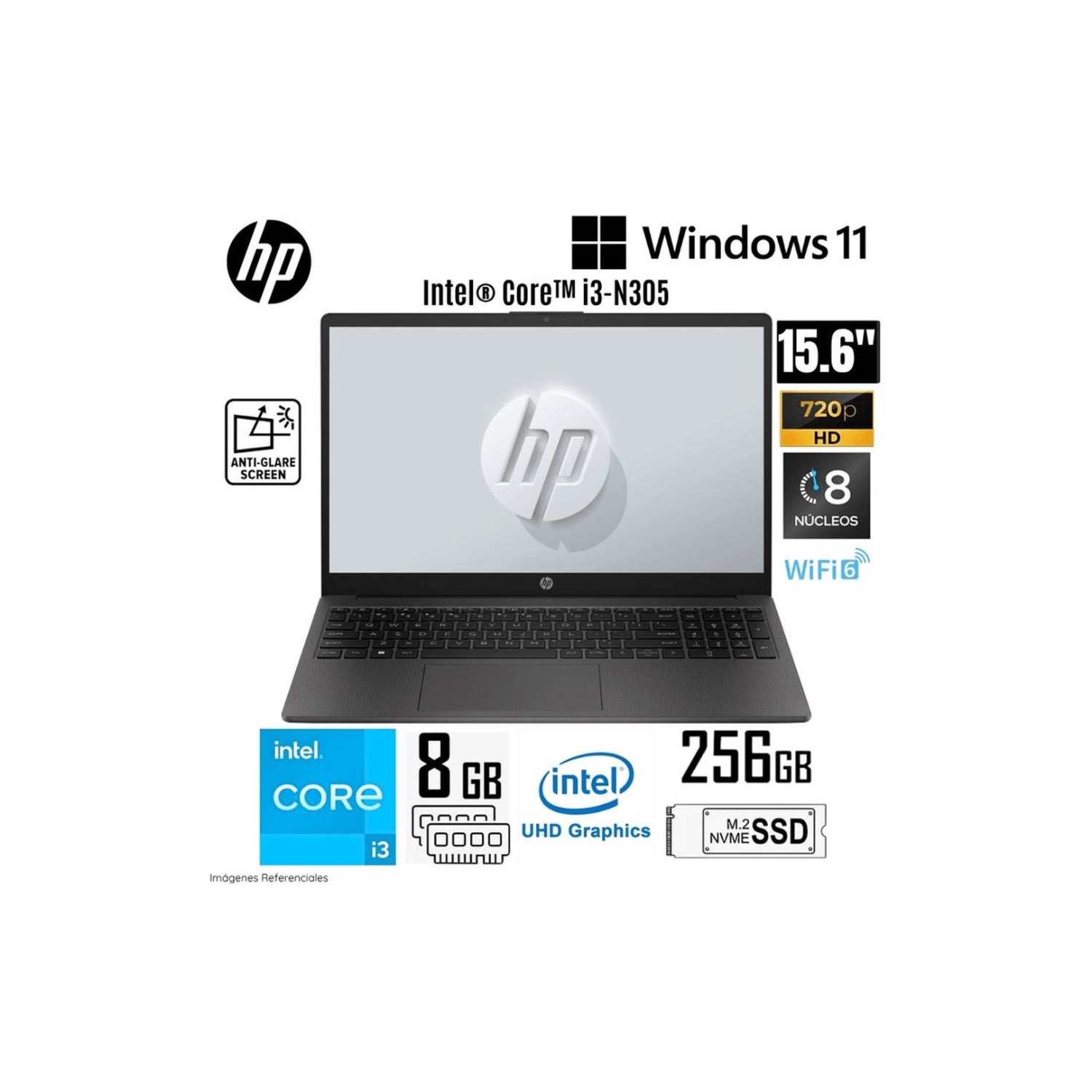 Laptop HP 250 G10 Intel Core i3-N305 8GB RAM 256GB SSD 15.6 HD WIN 11 - B83U6AT
