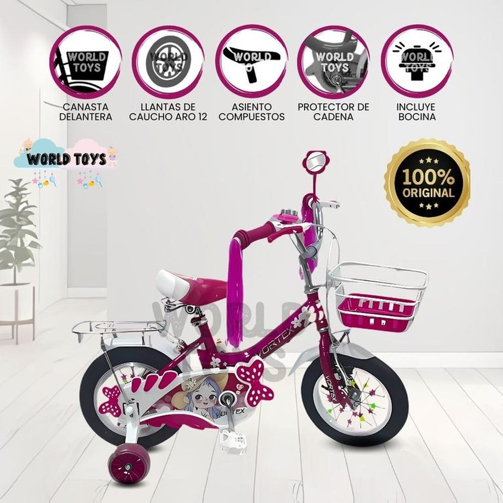 Bicicleta Campera con Canasta Aro 12 CANDY III Dark Pink