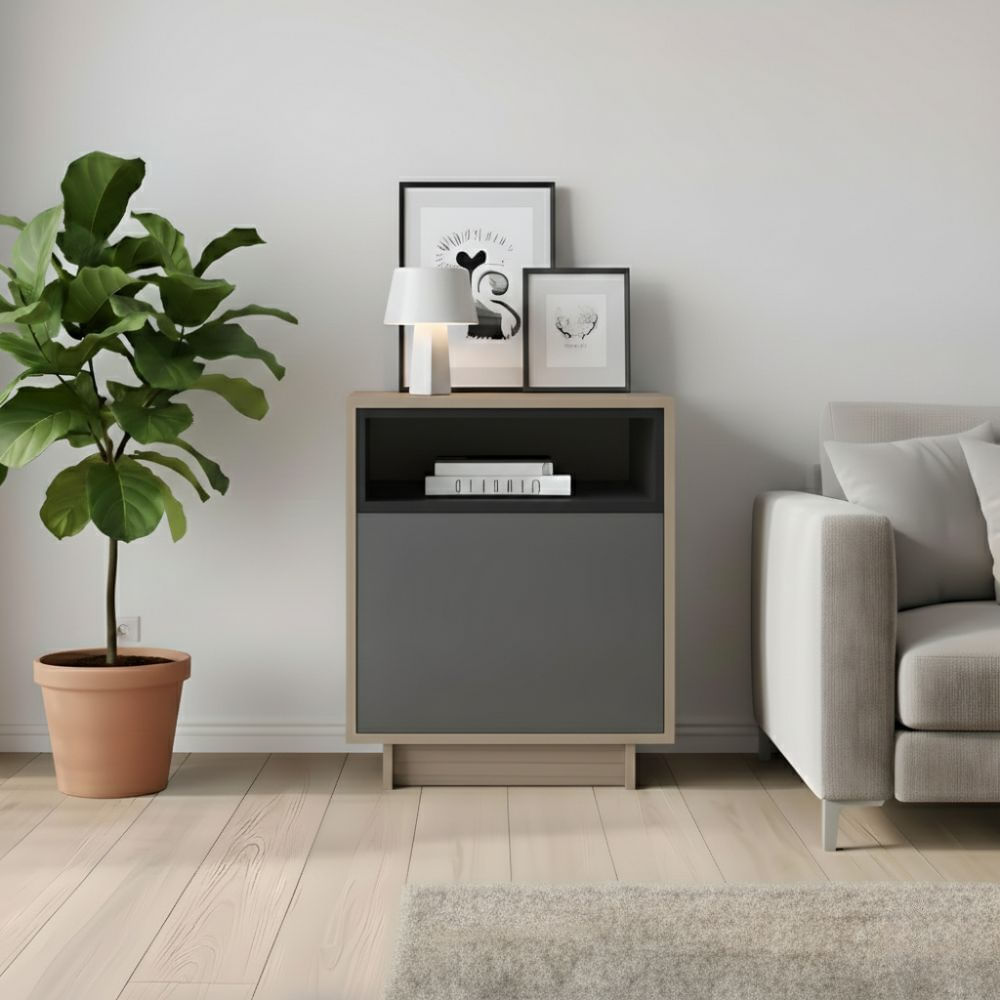 Velador Mesa de Noche Kevin Marrón y Plomo - Masiva Home