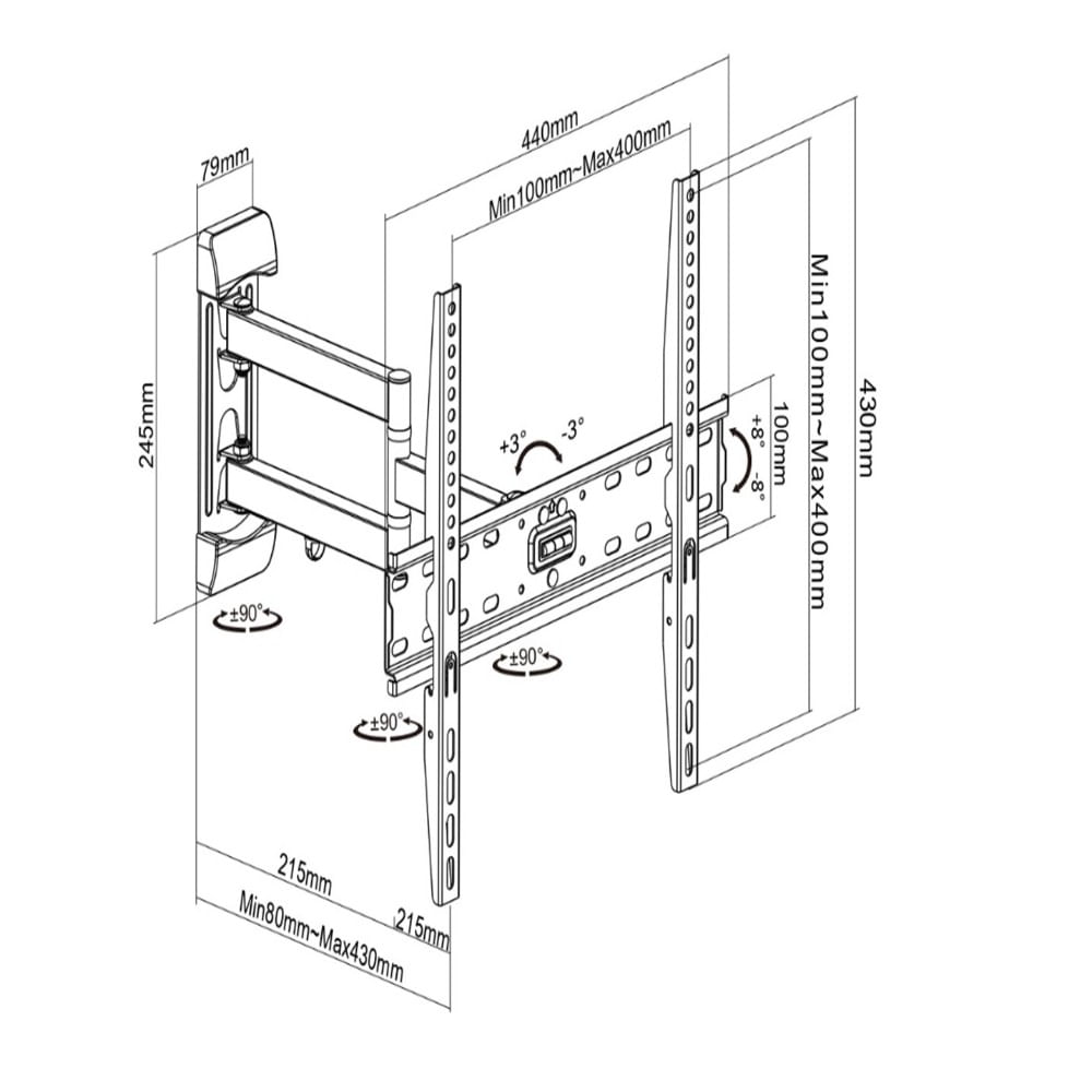 RACK SOPORTE MÓVIL DOBLE BRAZO PARA TV DE 32 A 60 PULGADAS DK50