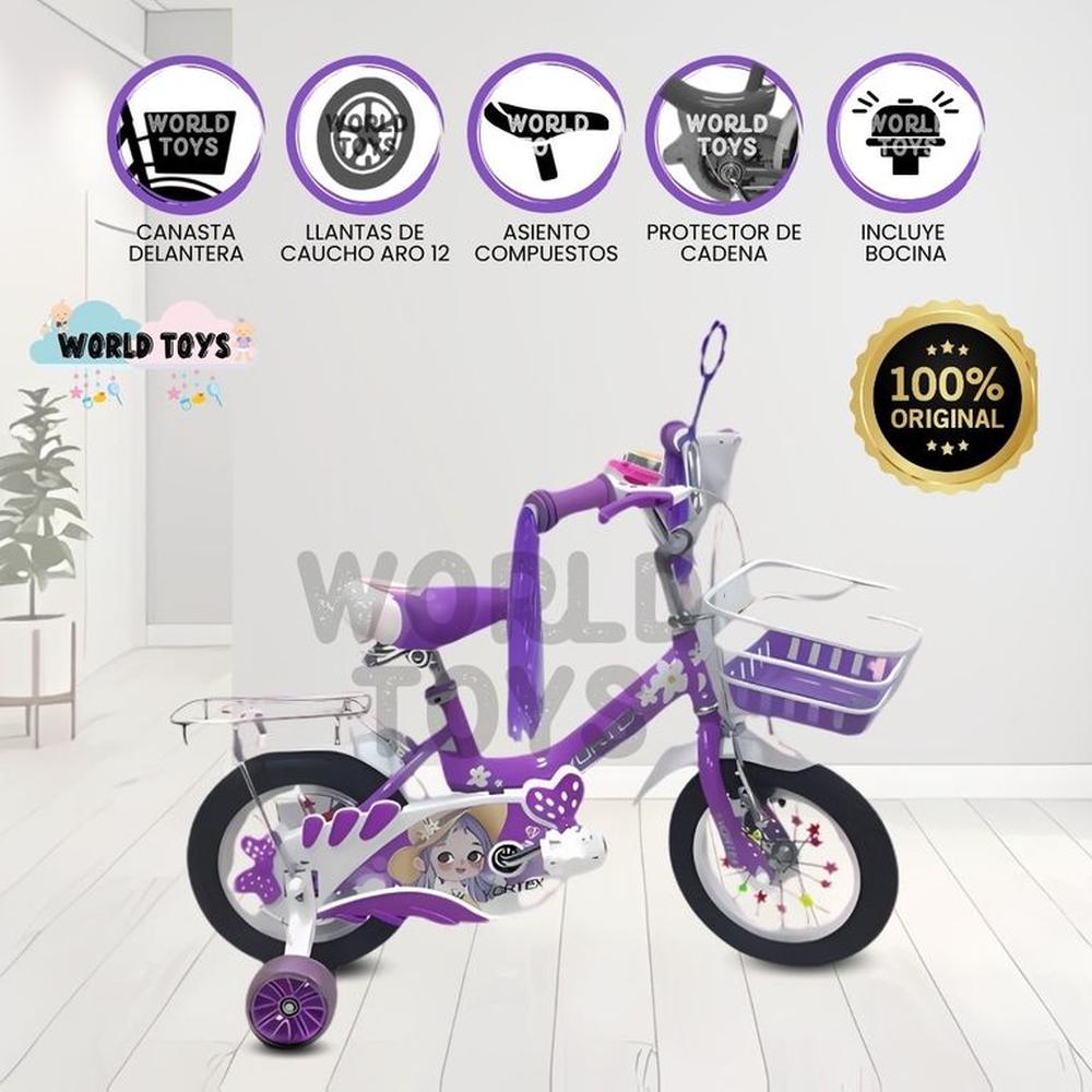 Bicicleta Campera con Canasta Aro 12 CANDY III Purple
