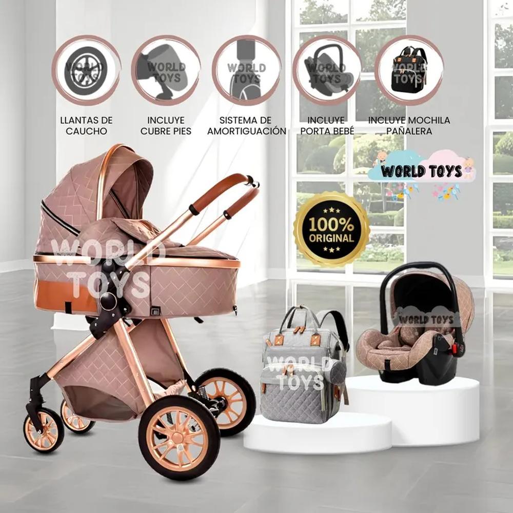 Coche Moisés de Lujo 4 en 1 MADRID Con Portabebé Coffee