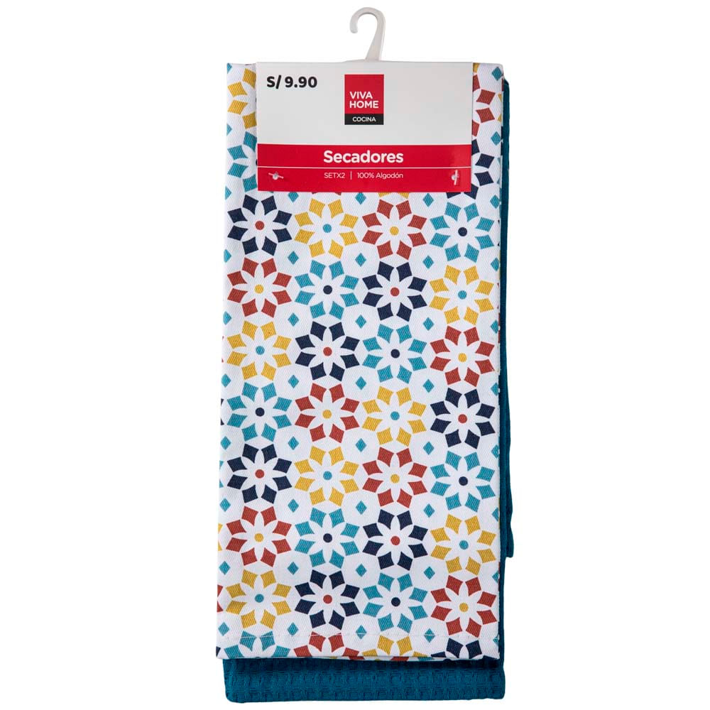 Set x2 Secadores Algodón Flores VIVA HOME