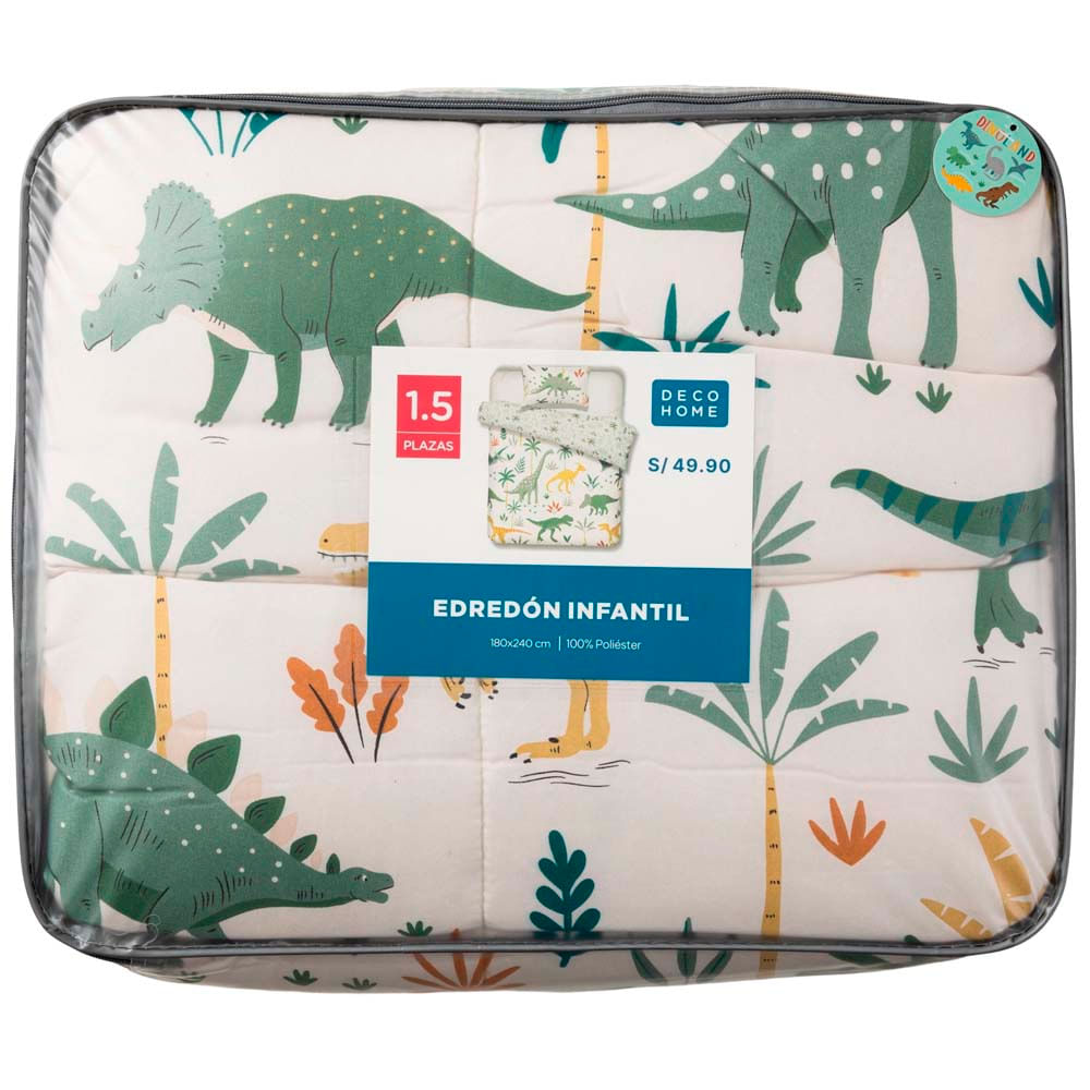 Edredón Infantil 1.5 Plazas Dinoland Verde DECO HOME