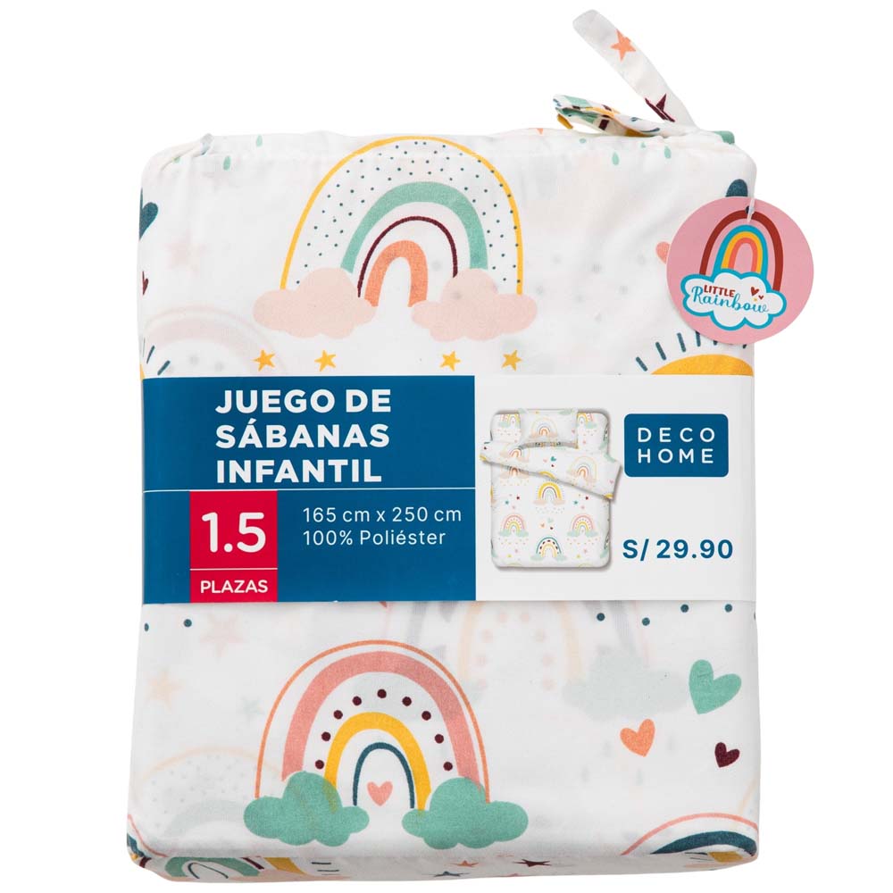 Juego Sábanas Infantil Rainbow 1.5 Plazas Arcoiris DECO HOME