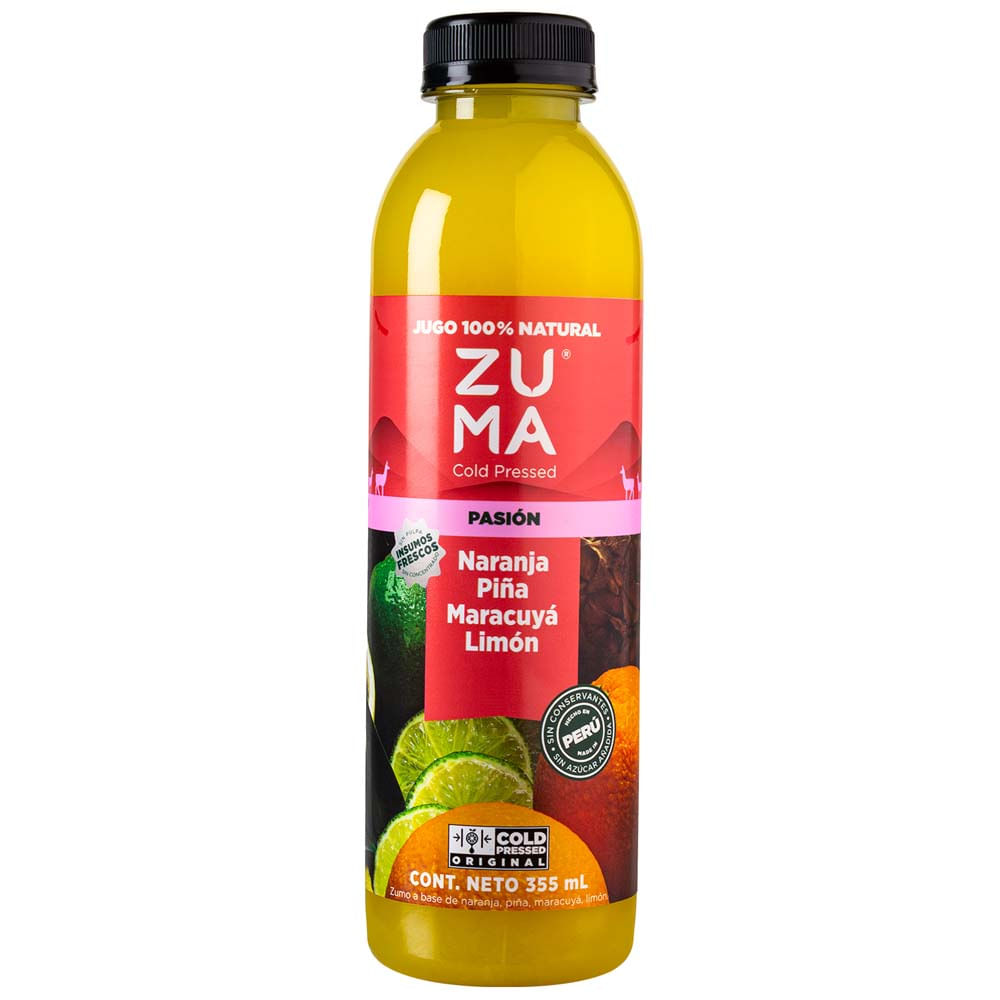 Jugo ZUMA COLD PRESSED Passión Botella 355mlplaza vea
