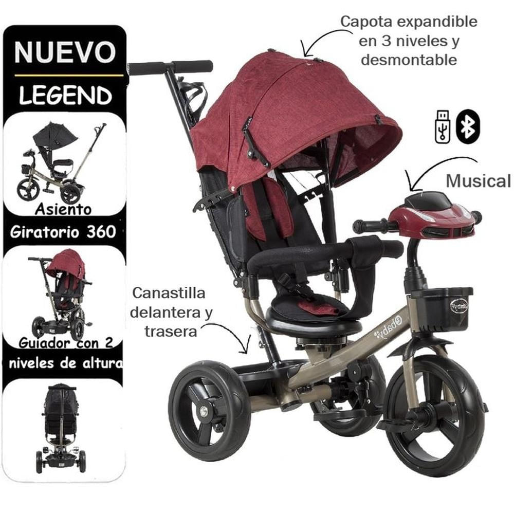 Triciclo Legend Ebaby EB362 USB Y Bluetooth Rojo