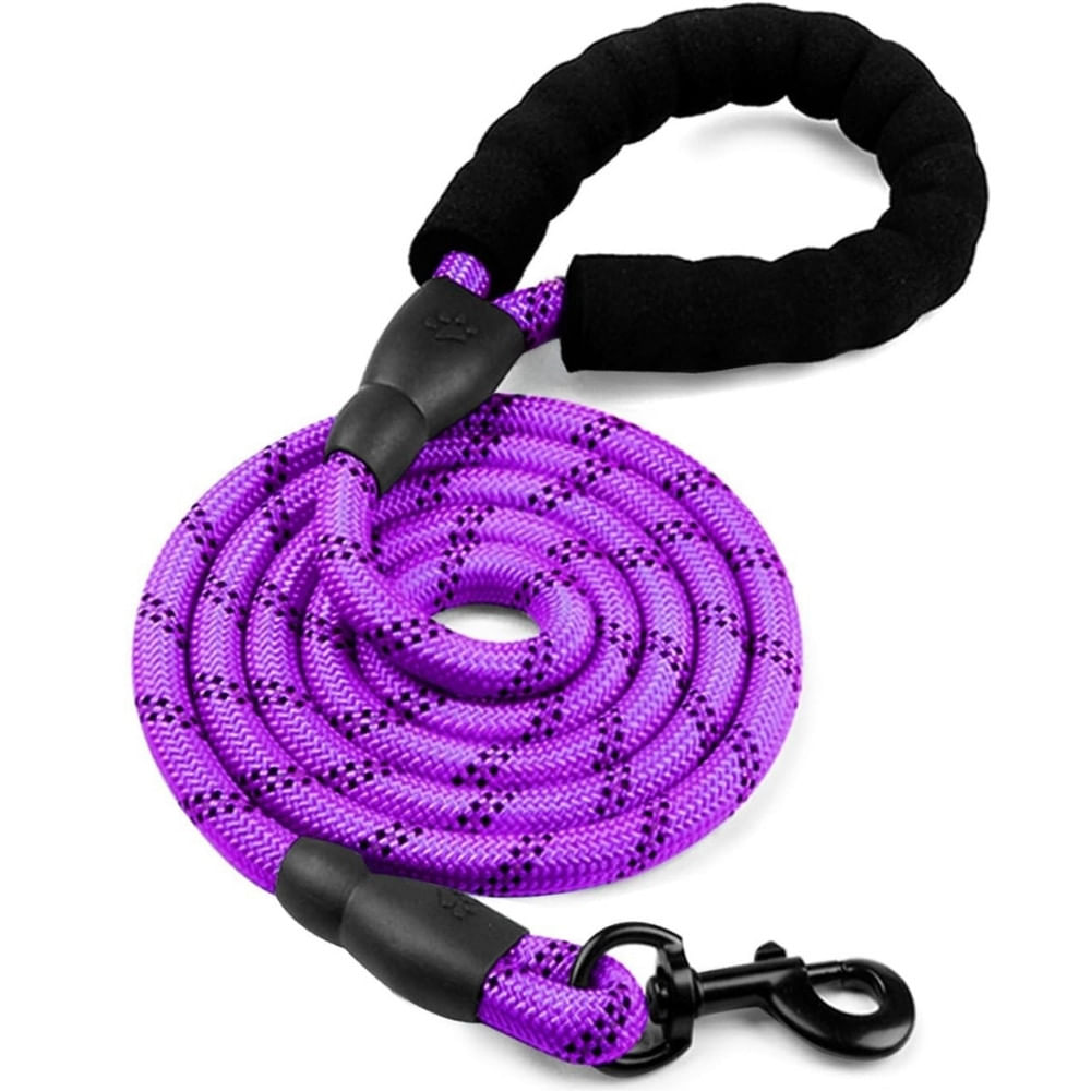 Correa para Perro Reflectante con Asa Acolchada Color Púrpura