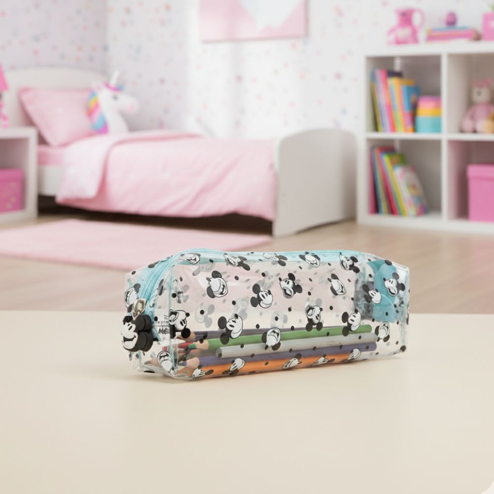Cartuchera Escolar de Mickey Mouse Transparente con 1 División Importado de Licencia