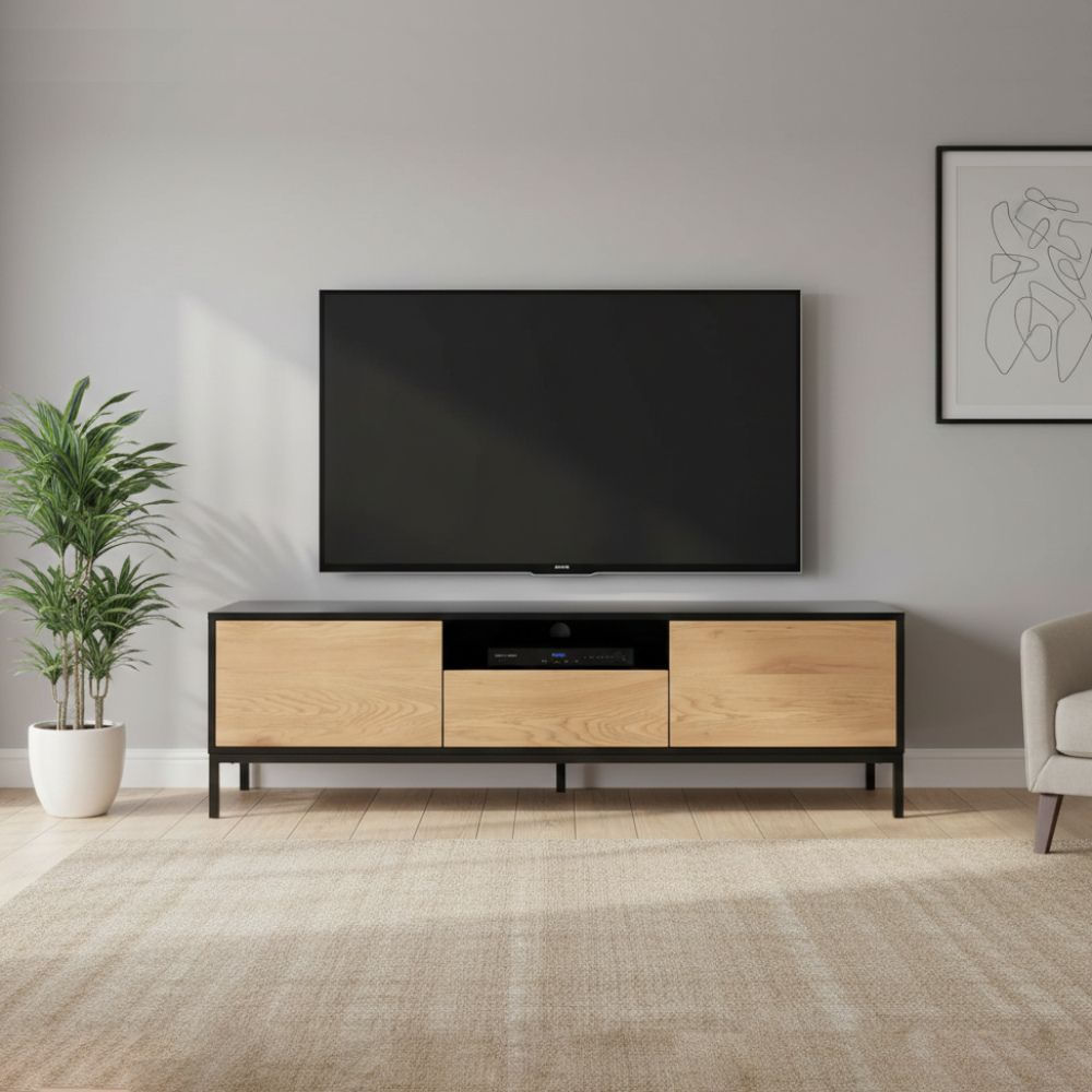 Mesa de TV 60'' Narcisa Negro y Marrón - Masiva Home