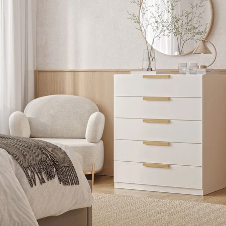 Cómoda Moderna Lucía 5 Cajones Blanco RR MUEBLES