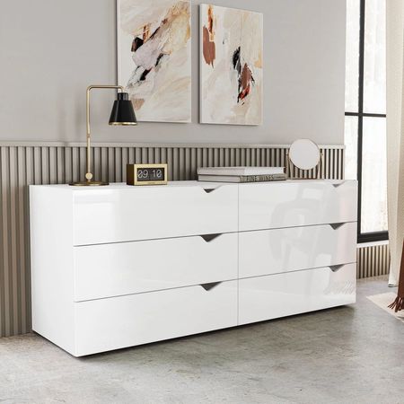 Cómoda Moderno Sam 8 Cajones Blanco RR MUEBLES