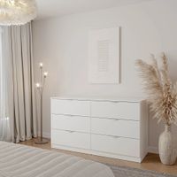 Cómoda Moderna Gigly 160 cm 6 Cajones Blanco RR MUEBLES