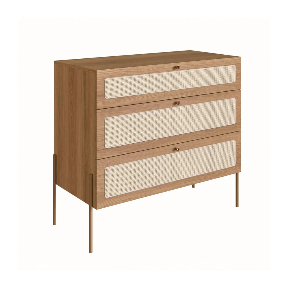 Cómoda Nórdica con Ratán Julia 3 Cajones RR MUEBLES