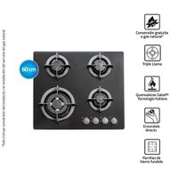 Encimera Multigas 4 Quemadores Negro INDURAMA EGI-604VDNEG