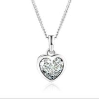 Collar Crystal Silver Heart Novia Amor San Valentín Genieka Dorado