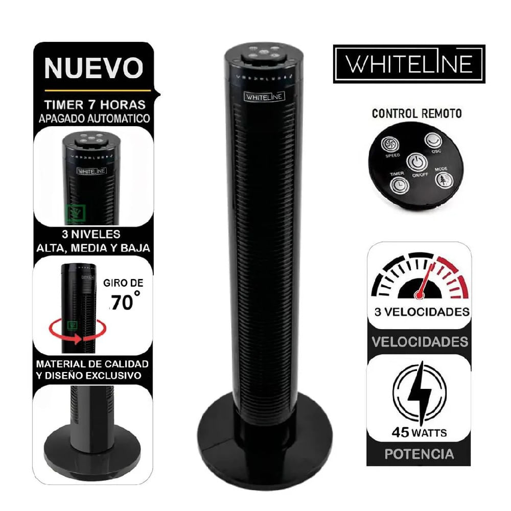 Ventilador Torre Negro Whiteline YF-T03214