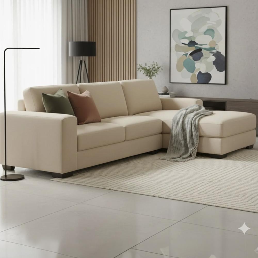 Seccional Izquierdo Éden Beige Ambienta Home 3 Cuerpos