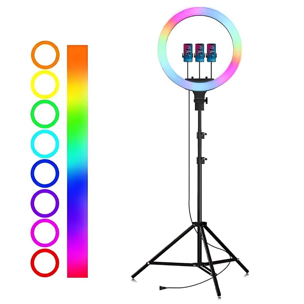 Aro de luz LED  RGB de 56 cm Lámpara Táctil  + Trípode + Control Remoto