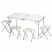 Mesa Pegable Portátil 4 Sillas Plegables Moderna Práctica Camping Piscina terraza 190386-4