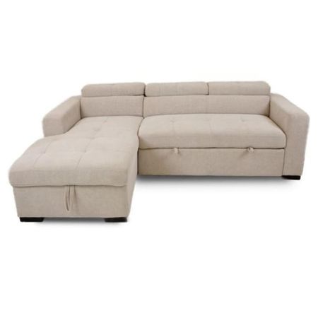 Sofá Seccional Cama Lucia con Baúl 3 Cuerpos Izquierdo - Beige